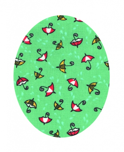 Nažehľovacie záplaty oválky s potlačou - dáždniky zelené